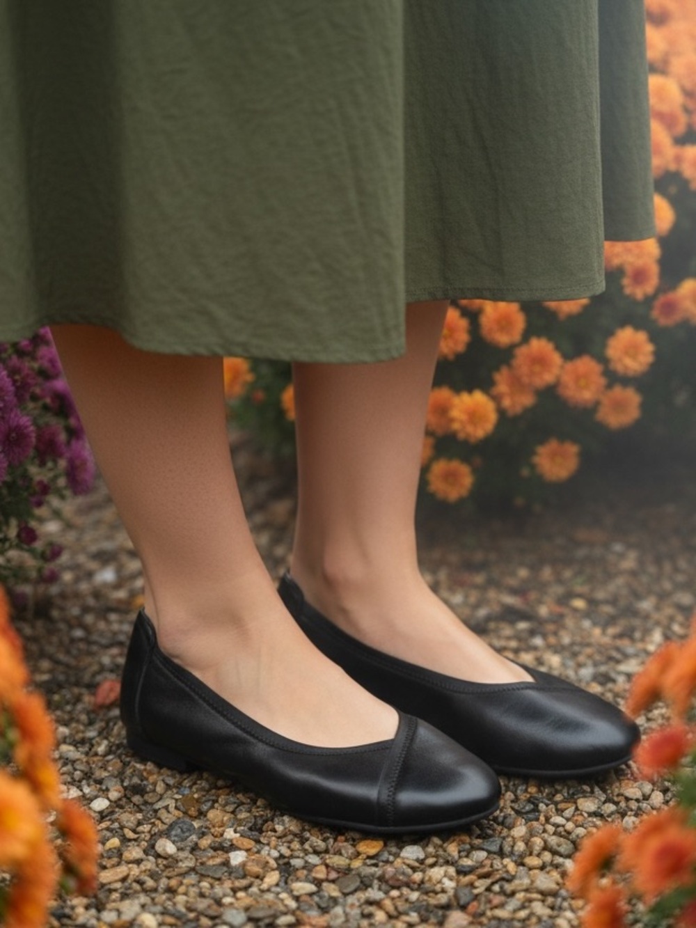 Vionic Caroll Black Leather Ballet Flats 9.5 Wide